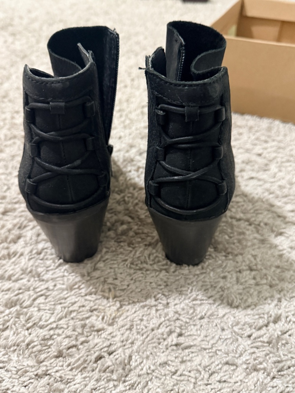 Jessica Simpson Black Lace-Up Wedge Booties